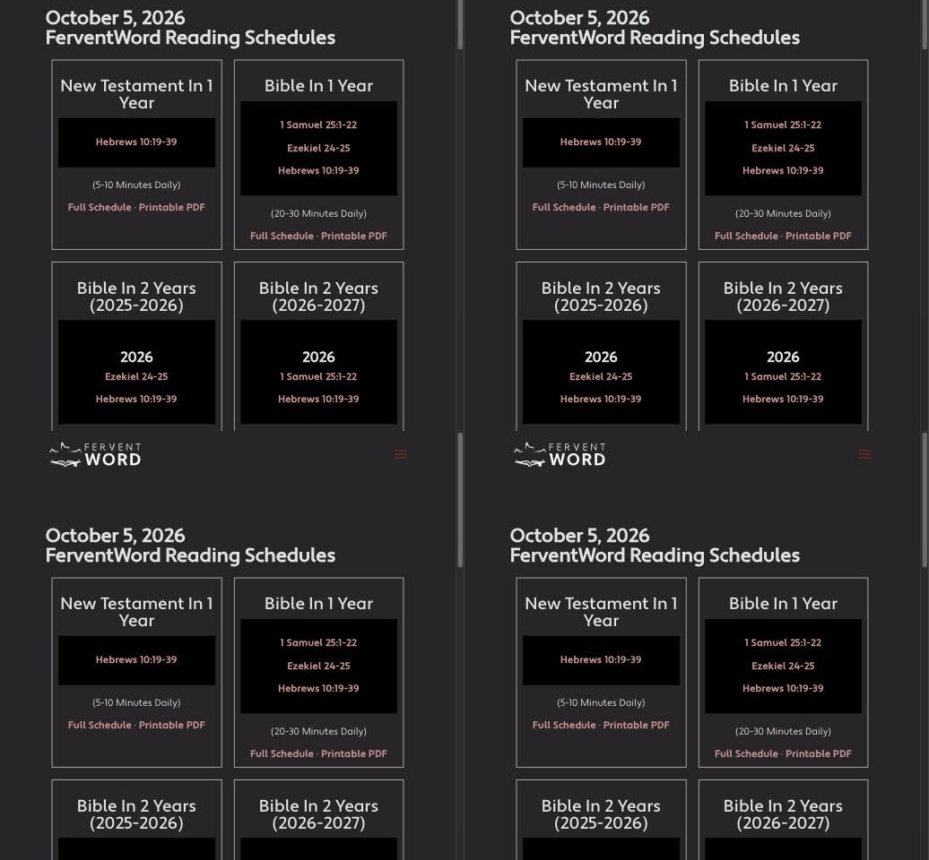 FerventWord Bible reading plan schedules