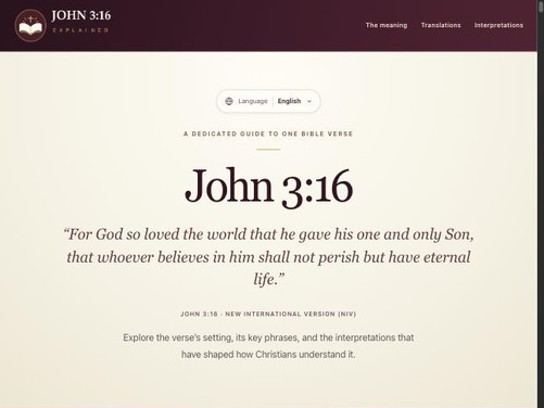 John 3:16 Explained website screenshot