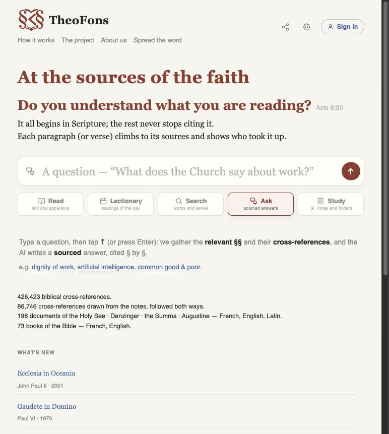 TheoFons Catholic Magisterium and Scripture cross-references